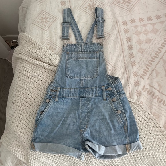 Light Blue Denim Short Overalls - Picture 2 of 6